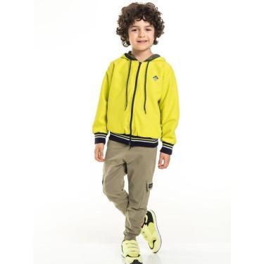 Imagem de Jaqueta Corta Vento Com Capuz em Microfibra e Tela Verde Limão Tam 4 a 12 - Biogás-Masculino