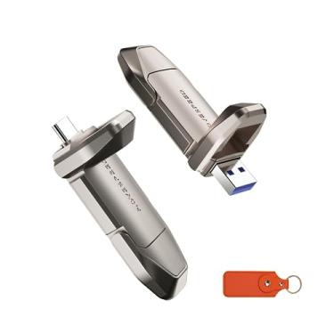 Imagem de Pen drive de estado sólido MOVE SPEED 2 TB, 550 MB/s de alta velocidade, entrada dupla tipo C + USB 3.2, pen drive compatível com iPhone 15 e 16/telefone Android/MacBook/áudio/Smart TV