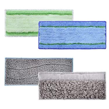 Imagem de Pacote com 4 peças de reposição laváveis e reutilizáveis para esfregão molhado seco compatível com iRobot Braava Jet m6 (6110) (6012) (6112) (6113) Ultimate Robot Mop Pads Acessórios (3 Wet & 1 Dry