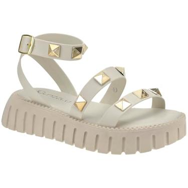 Imagem de Sandália Papete Feminino Sola Tratorada Plataforma Pirâmide (Off White, BR, Adulto, Numérico, 34)