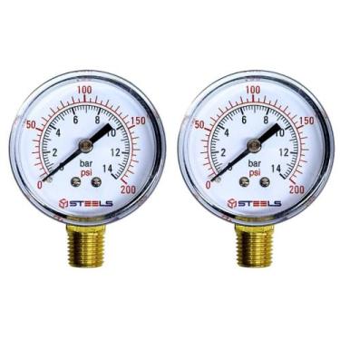 Imagem de Manômetro Vertical Para Compressor De Ar 200 Psi 1/4 - 02 Un - Steels