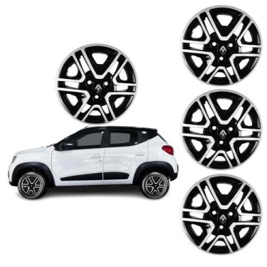 Imagem de 4 carlotas kwid intense 2018 2019 2020 aro 14 preto prata - GRID CALOT