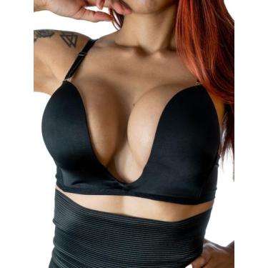 Imagem de Sutia Decote U Profundo Efeito Silicone Push Up - Ninfrodite, Preto, M