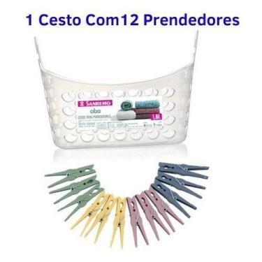Imagem de Cesto Para Prendedores Roupas Com 12 Pregadores - sanremo