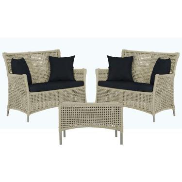 Imagem de 2 Sofás Área e Mesa Igapó Alumínio Pintura Fendi Corda Náutica Estofad