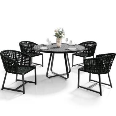 Imagem de Kit Mesa Wine Com 4 Cadeira Área Externa Espaço Gourmet Corda Náutica 