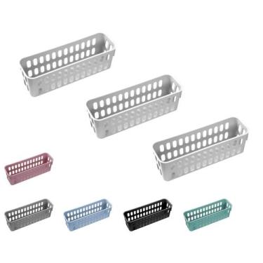 Imagem de Cesto Decorativo Caixa Organizador Slim P Armario Kit Com 3 - Atelie C