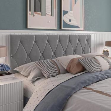 Imagem de Cabeceira Estofada Capitone para Quarto Casal 1.40 Espuma D12 Tecido Suede (Cinza)