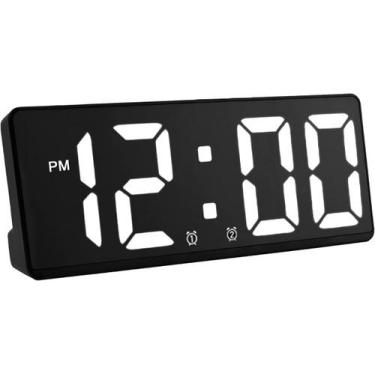 Imagem de Relógio Despertador Led Lcd De Mesa Digital Usb / pilhas  - A+, Branco
