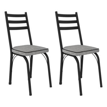 Imagem de Kit 2 Cadeiras de Cozinha Luisiana Estampado Grafiato Pés de Ferro Pre