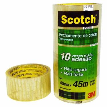Imagem de Fita de Empacotamento Scotch 3M 45x45 Transparente 05 Unidades - ALLTA