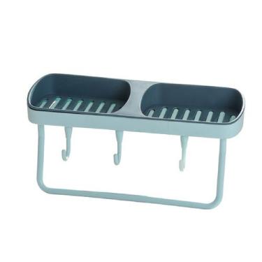 Imagem de Saboneteira Dupla Suporte Organizador Adesivo Porta Toalha - Saz, Azul
