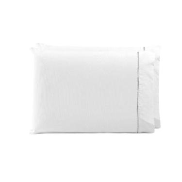 Imagem de Par de Fronhas 100% Algodão Ponto Palito Paris Branco - MR Enxovais