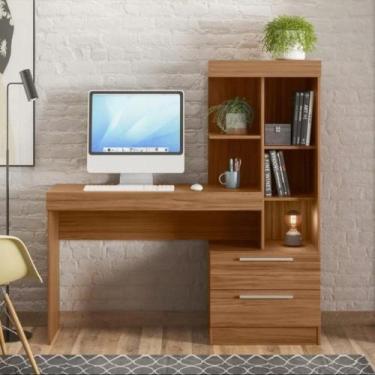 Imagem de Mesa Office NT2010 com 2 Gavetas e 3 Prateleiras Notável, Freijo Trend