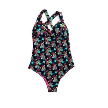 Imagem de Maiô Com Bojo 40 Ao 52 Preto Estampado Plus Size Moda Praia - Banho de