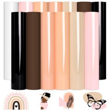 Imagem de WRAPXPERT Vinil permanente tom de pele - Pacote de 13 folhas 30,5 x 30,5 cm marrom caramelo artesanato folhas de vinil creme bege adesivos para artesanato projetos DIY para Cricut Silhouette Cameo