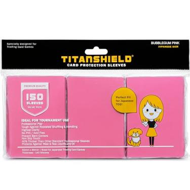 Imagem de TitanShield (150 Sleeve/Bubblegum Pink) Small Japanese Sized Trading Card Sleeves Deck Protector Compatible with Yu-Gi-Oh, Cardfight Vanguard & More