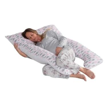 Imagem de Travesseiro de corpo gestante mamãe grávida 100% silicone nuvem rosa -