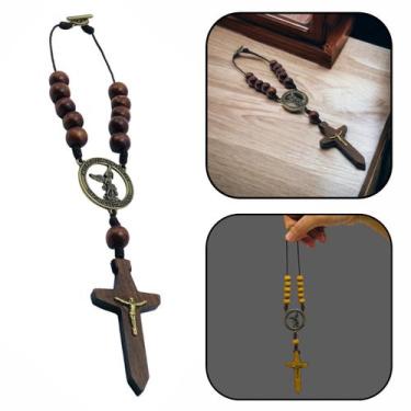 Imagem de Terço Dezena Retrovisor Carro São Miguel Arcanjo Crucifixo Espada - FO