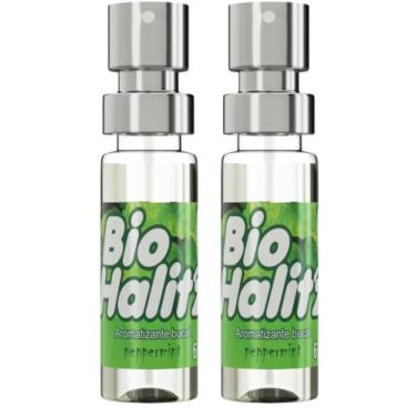 Imagem de ARROMATIZANTE BUCAL PEPPERMINT SPRAY BIO HALITZ 6ml  NATUFLORES Kit 2u