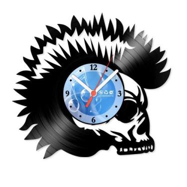 Imagem de Relógio De Parede Disco Vinil Diversos - Caveira Punk - VDI-205 - Mode