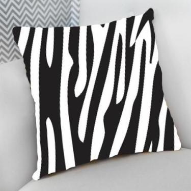 Imagem de Almofada Decorativa Cheia c/ Zíper 25x25cm, Zebra - Deluzz