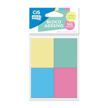 Imagem de Bloco de Notas Adesivas Cis Stick 4 Blocos 40x50mm Cores Pastel  Adesi