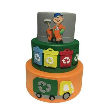 Imagem de bolo fake caminhão de lixo - Catavento
