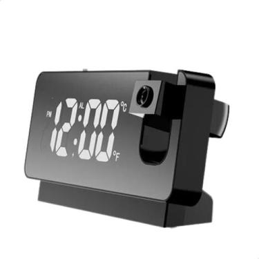 Imagem de Relógio Digital de Mesa com Projeção Alarme Temperatura USB Cor Branca