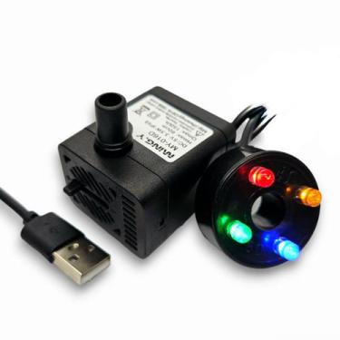 Imagem de Motor Bomba Submersa Led USB 150L/h Bombinha Fonte Aquário Cascata - M