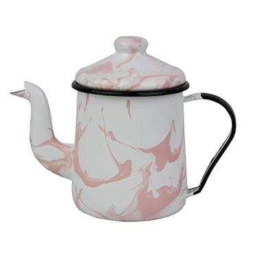 Imagem de Cafeteira Tradicional 12 Esmaltada Marmorizada Rosa Claro - 1100 ml - Ewel