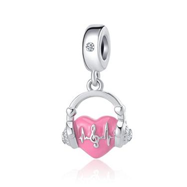 Imagem de QeenseKc Enfermeira Estetoscópio Música Médica Pingente Pingente Batimento Cardíaco Vida Pulso Contas Esmaltadas para Pulseira Pandora, Cristal Strass cristal Strass esmalte, Base