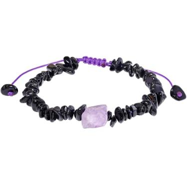 Imagem de Lightock Pulseiras irregulares espirituais de pedras cruas com cristais de Reiki com contas para mulheres, riqueza, equilíbrio energético, joias, Medium, Pedra, Turmalina