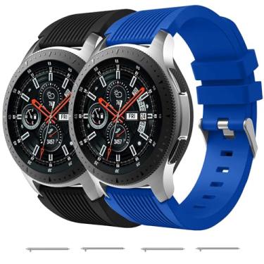 Imagem de Nacorulu Pulseira de silicone compatível com Samsung Galaxy Watch de 46 mm/Galaxy Watch 3 de 45 mm/Gear S3 Classic/Gear S3 Frontier, pulseira de silicone para relógio inteligente de 22 mm (pacote com