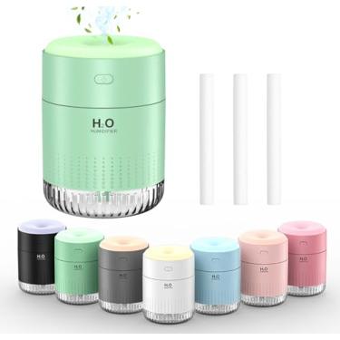 Imagem de SZO Mini umidificador colorido, umidificador recarregável por USB, 4 modos super silenciosos, umidificadores para quarto, adequado para viagens, escritório, família, verde