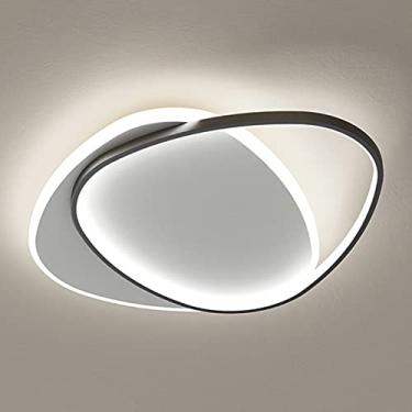 Imagem de Moderno LED Luz de Teto Geométrico 2 Luzes Ultrafino Lâmpada de Teto Nórdico Criativo Montagem Embutida Luminária Para Sala de Estar Quarto(55X46CM, 48W,Black, Cool White)