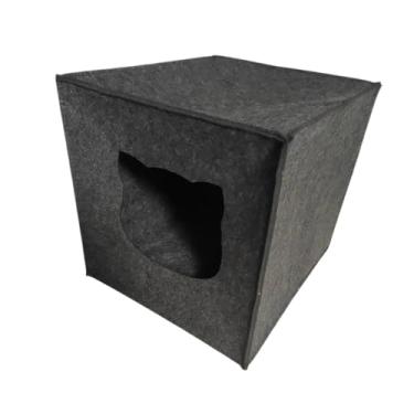 Imagem de Ｂｅｓｇａ Cat Hideout Pet Cat Nest Cozy Auto Aquecimento Dormir Dobrável Snooze Cama de Feltro Cave Cat House para Gatinho Chihuahua Hamster, Boca de Gato Cinza Escuro