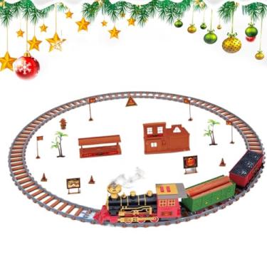 Imagem de Conjunto de trem de Natal, brinquedos de trem de Natal,Brinquedo de trem elétrico de Natal com som | Conjunto de trilhos de trem movidos a bateria, trens modelo infantil para meninos e meninas