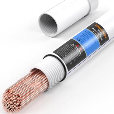 Imagem de SONNLER Haste de enchimento de soldagem TIG de aço suave ER70S-6 1/8" x 16" 2,3 kg, baixa resistência à corrosão a respingos, acessórios de soldagem TIG