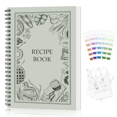 Imagem de Livro de receitas para escrever em suas próprias receitas, páginas à prova d'água resistentes a rasgos, livro de receitas em branco pessoal de capa dura Sprial com 48 abas para amantes de culinária