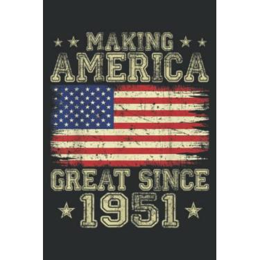 Imagem de Making America Great Since 1951 Usa Flag Retro Bday Party Meme: DOG JOURNAL - 6" x 9", 100 Pages: Wide Ruled Paper Notebook Journal | Pretty Wide ... for Home School College for Writing Notes.