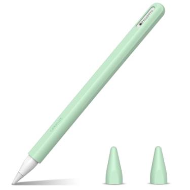 Imagem de Fintie Capa de silicone para Apple Pencil Pro e Apple Pencil 2ª geração, capa leve para caneta, suporte protetor macio com 2 capas de ponta, acessórios, verde