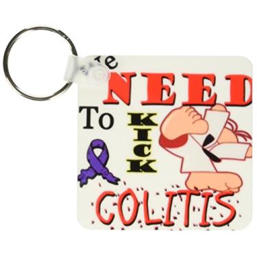 Imagem de 3dRose Kick Colitis roxo - chaveiros, 5,7 x 5,7 cm, conjunto de 2 (kc_202657_1)