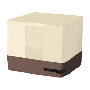 Imagem de PATIKIL Capas de ar condicionado central, 76 x 76 x 32 unidades externas capa de ar condicionado capa impermeável AC para proteção externa de inverno, bege