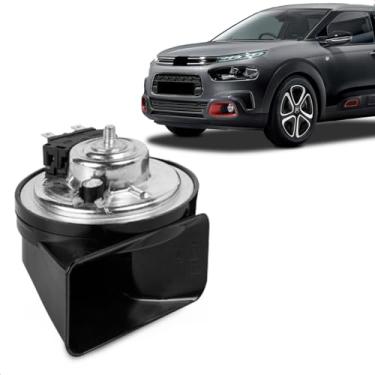 Imagem de Buzina Automotiva C4 Cactus 2018 A 2024 Am80Sx H Conector Sicma Branco Agudo 12V Caracol 2 Terminais
