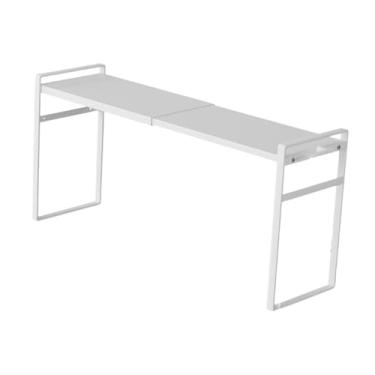 Imagem de harayaa Bathroizer de prateleira de vaidade para produtos de higiene pessoal portátil rack de armazenamento cosmético para a decoração de casa, Branco