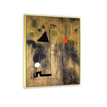Imagem de Arte de parede com moldura dourada reprodução de pintura famosa - "o nascimento do mundopor Joan Miro pôsteres e impressões - arte de parede em tela abstrata Joan Miro Pictures para decoração de casa