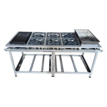 Imagem de Fogão Industrial 6 Bocas Duplas Cefaz Linha Gold Inox 430 Baixa Pressã