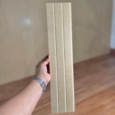 Imagem de 10 Placas Ripado De Madeira em MDF 3mm CRU Decorativa Autocolante - PA
