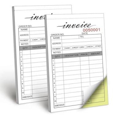 Imagem de Pacote com 6 livros de recibos de faturas, 8,5 x 14 cm, manual de 2 partes, bloco de notas fiscais de vendas sem carbono, bloco de notas fiscais com papelão para pequenas boutiques, (50 conjuntos)